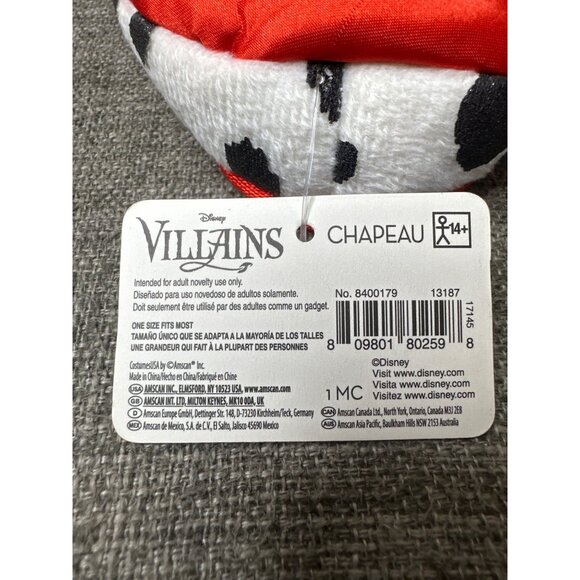 Disney Villains Cruella De Vil Adult Novelty Hat w/ Polka Dot Veil & Feather - Picture 5 of 5